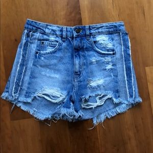 Ripped Light Wash Zara Denim Shorts